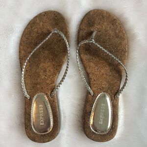 Express Silver Braided Sparkle Flipflops